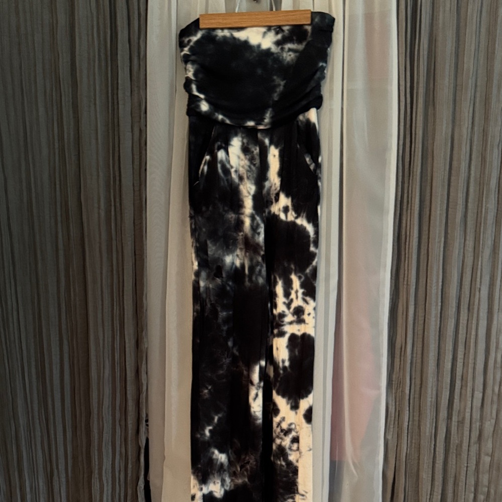 Black and White Tie-Dye Jumpsuit